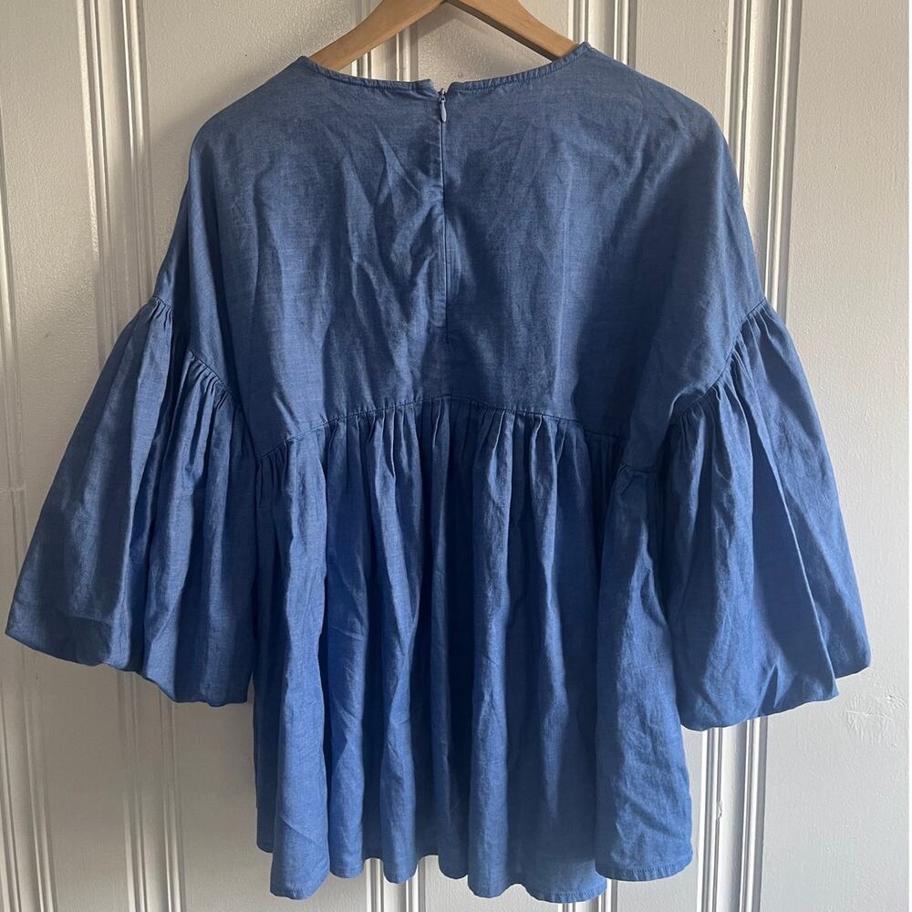 HEMANT & NANDITA embroidered boho blouse blue/red size small - Picture 2 of 10